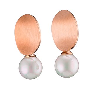 Σκουλαρίκια κρεμαστά ατσάλινα με πέρλα