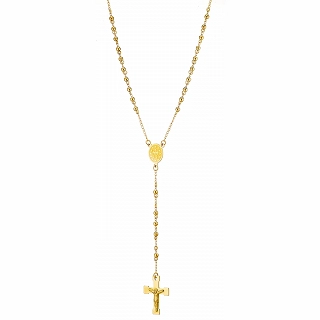 Κολιέ Unisex ροζάριο από ανοξείδωτο ατσάλι επιχρυσωμένο με τον εσταυρωμένο