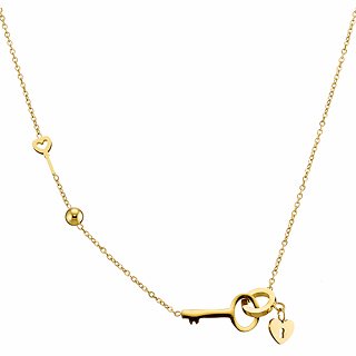 Κολιέ ατσάλινο σε χρυσό κλειδί με καρδιά