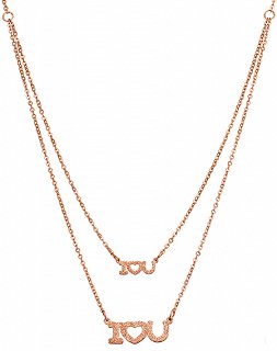 Oxzen κολιέ ατσάλινο διπλό I LOVE U