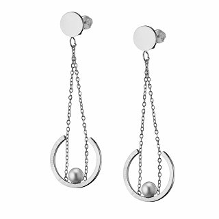 Σκουλαρίκια κρεμαστά ατσάλινα μακρύ με πέρλα