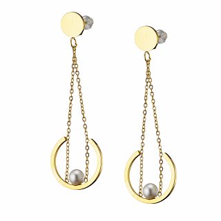 Σκουλαρίκια κρεμαστά ατσάλινα μακρύ με πέρλα