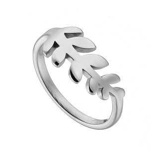 Δαχτυλίδι από ανοξείδωτο ατσάλι σε σχήμα φύλλου  λουστρέ