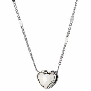 Κολιέ από ανοξείδωτο ατσάλι καρδιά με λευκό κρύσταλλο