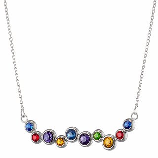 Κολιέ από ανοξείδωτο ατσάλι με πολύχρωμα κρύσταλλα