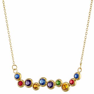 Κολιέ από ανοξείδωτο ατσάλι με πολύχρωμα κρύσταλλα
