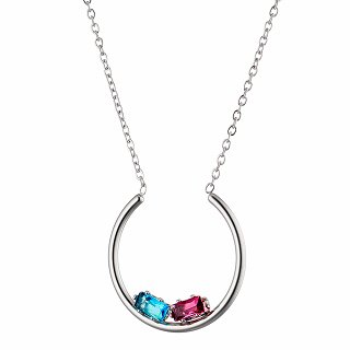 Κολιέ από ανοξείδωτο ατσάλι με γαλάζιο και μωβ κρύσταλλο
