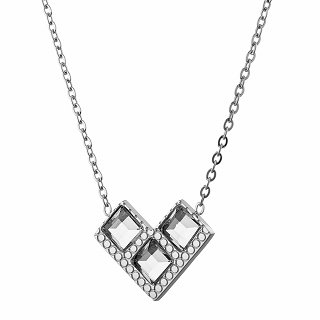 Κολιέ από ανοξείδωτο ατσάλι με λευκά κρύσταλλα