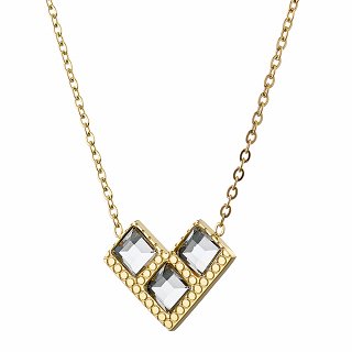 Κολιέ από ανοξείδωτο ατσάλι με λευκά κρύσταλλα