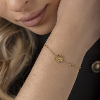 Oxzen ατσάλινο βραχιόλι με τριαντάφυλλο