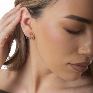 Oxzen σκουλαρίκια καρφωτά με λευκά ζιργκόν