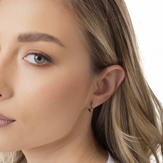 Oxzen ατσάλινο ασηνόχρυσο κρικάκι Unisex (3 x 10) mm