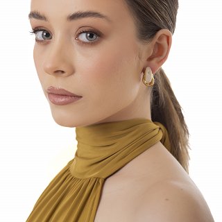 Oxzen ατσάλινο σκουλαρίκι κρίκος με σμάλτο