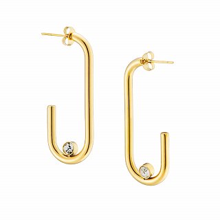 Oxzen ατσάλινος κρίκος μεγάλος με ζιργκόν