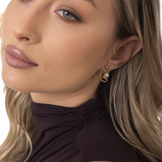 Oxzen ατσάλινο σκουλαρίκι με πέρλα