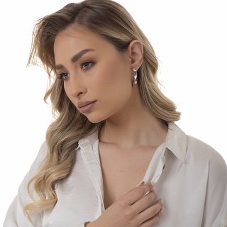 Oxzen ατσάλινο σκουλαρίκι κρεμαστό με πέρλα