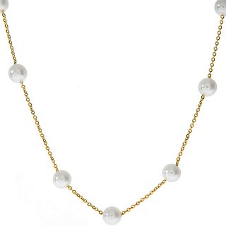 Κολιέ ατσάλινο με πέρλες