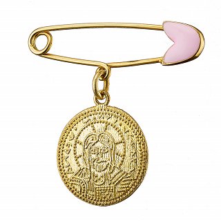 Παραμάνα βρεφική από ασήμι, επιχρυσωμένη με Κωνσταντινάτο διπλής όψης