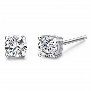 Oxzen σκουλαρίκια καρφωτά ασημένια με ζιργκόν 5 mm