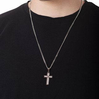 Oxzen ατσάλινος ανδρικός σταυρός με αλυσίδα