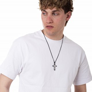 Oxzen ατσάλινος ανδρικός σταυρός με αλυσίδα