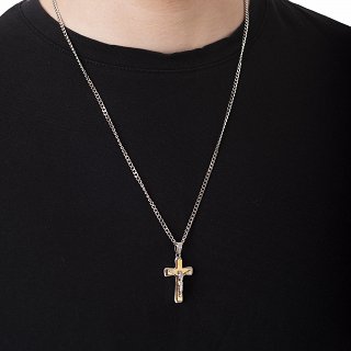 Oxzen ατσάλινος ανδρικός σταυρός με τον εσταυρωμένο