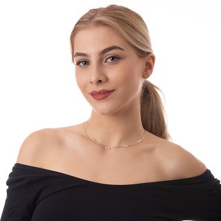 Oxzen κολιέ ασημένιο με πέρλες