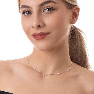 Oxzen κολιέ ασημένιο με πέρλες