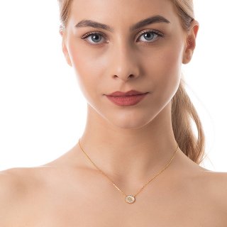 Oxzen κολιέ ασημένιο με φίλντισι και πέτρες ζιργκόν