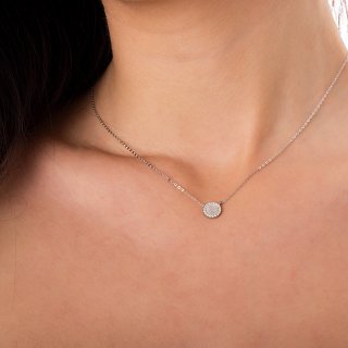 Oxzen κολιέ ασημένιο κύκλος με φίλντισι