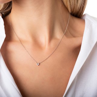 Oxzen κολιέ ασημένιο μονόπετρο με πέτρα ζιργκόν