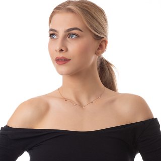 Oxzen κολιέ ασημένιο με πέτρες ζιργκόν