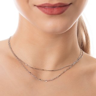 Oxzen κολιέ ασημένιο διπλό