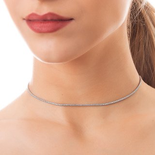 Oxzen κολιέ ασημένιο ριβιέρα με πέτρες ζιργκόν