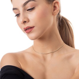 Oxzen κολιέ ασημένιο ριβιέρα με πέτρες ζιργκόν