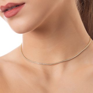 Oxzen κολιέ ασημένιο ριβιέρα με πέτρες ζιργκόν