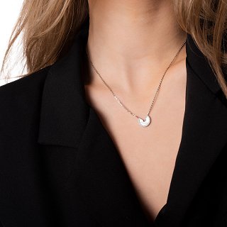 Oxzen κολιέ ασημένιο με φίλντισι και πέτρες ζιργκόν