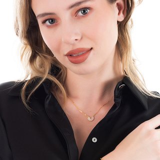 Oxzen κολιέ ασημένιο με φίλντισι και πέτρες ζιργκόν