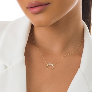 Oxzen κολιέ ασημένιο με πέτρες ζιργκόν