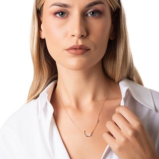 Oxzen κολιέ ασημένιο γατάκια με πέτρες ζιργκόν