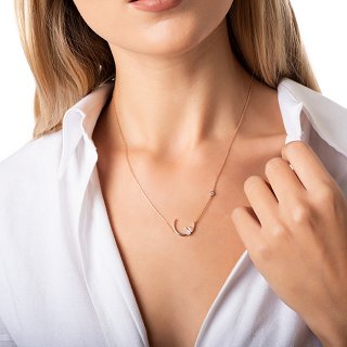 Oxzen κολιέ ασημένιο γατάκια με πέτρες ζιργκόν