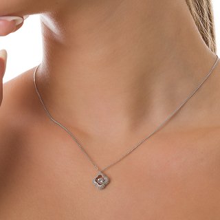 Oxzen κολιέ ασημένιο με λευκά ζιργκόν