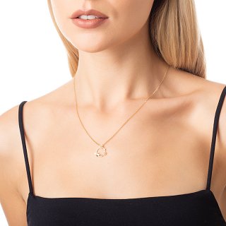 Oxzen κολιέ ασημένιο στεφανάκι με μαργαρίτες και μέλισσα