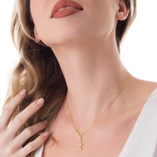 Oxzen κολιέ ασημένιο έξι αστεράκια με λευκά ζιργκόν