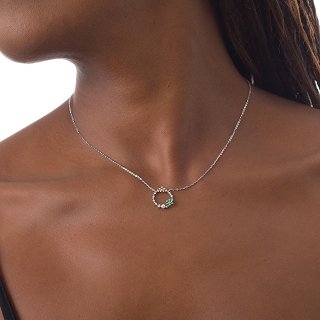 Oxzen κολιέ ασημένιο στεφανάκι με πέτρες