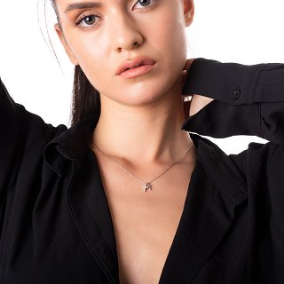 Oxzen ασημένιο κολιέ με διπλό σταυρό