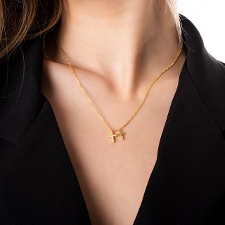 Oxzen ασημένιο κολιέ με διπλό σταυρό