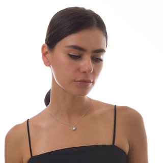 Oxzen γυναικείο κολιέ ασημένιο χειροποίητο με πέρλα