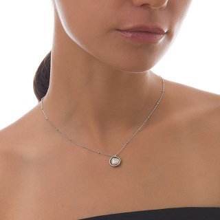 Oxzen γυναικείο κολιέ ασημένιο χειροποίητο με πέρλα