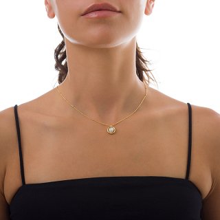 Oxzen γυναικείο κολιέ ασημένιο χειροποίητο με πέρλα